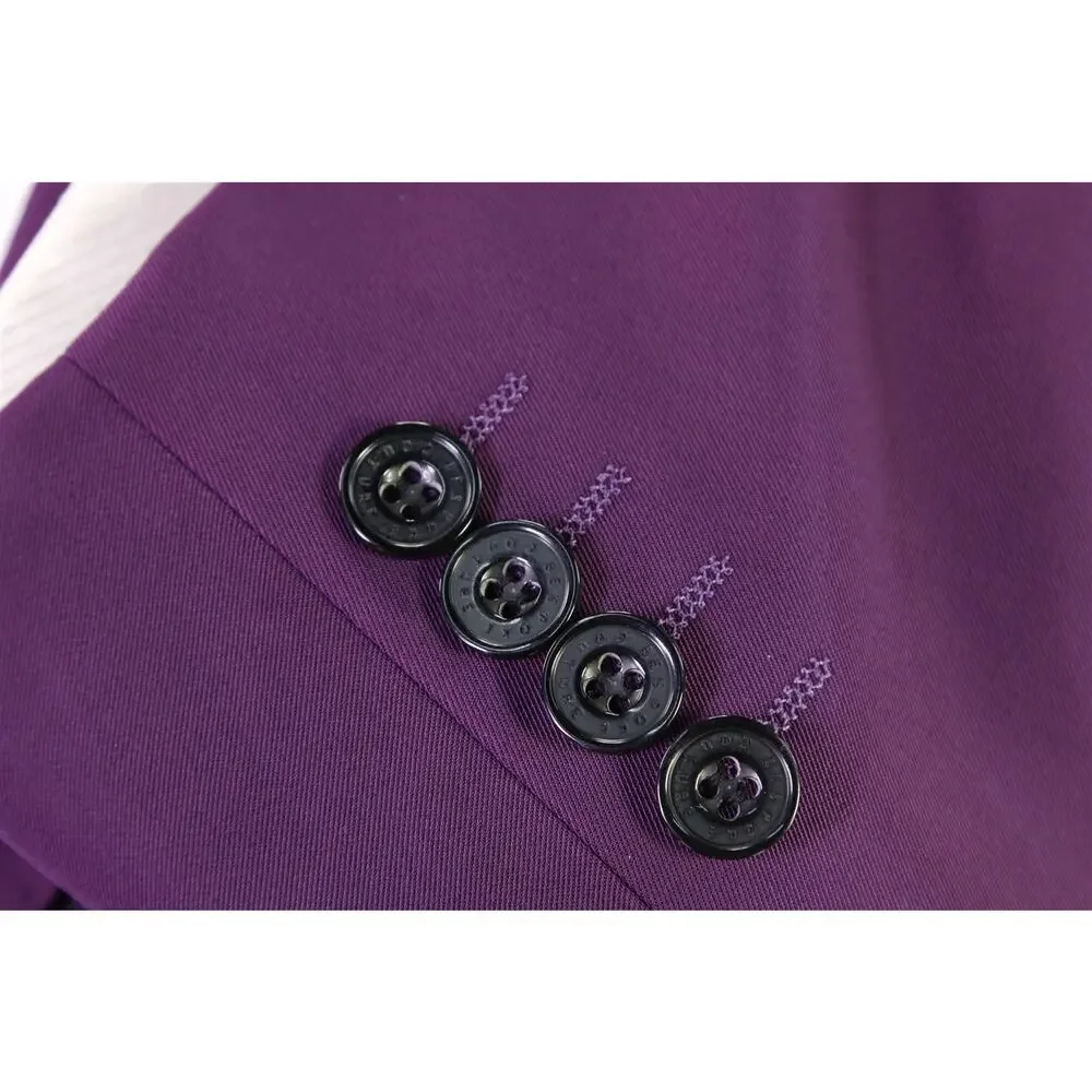 Ozwald Boateng Bespoke Couture Solid Purple 2-Btn Techno Suit 36R